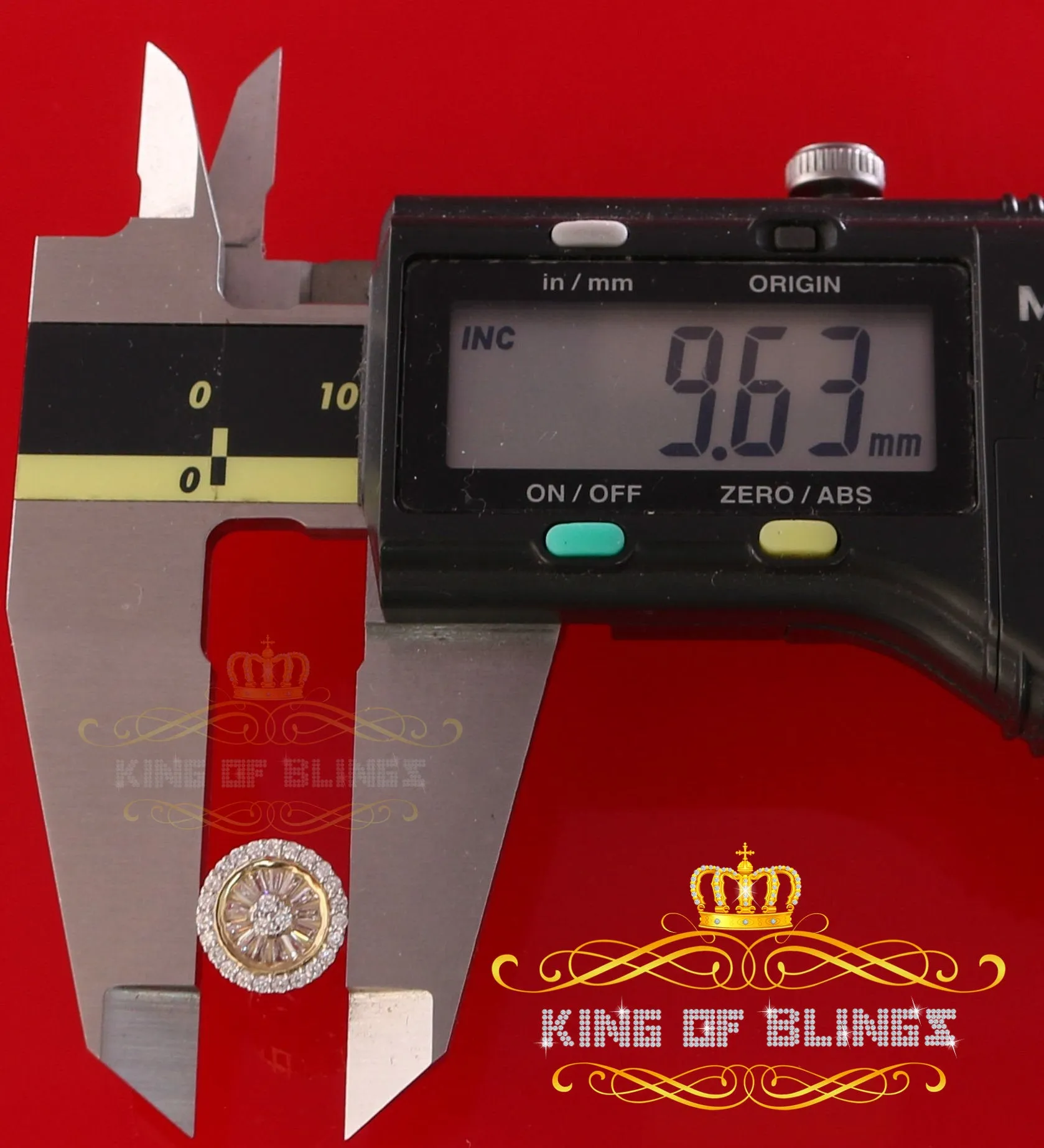 King of Bling's 0.52ct Cubic Zirconia 925 Yellow Silver Women's & Men's Hip Hop Round Earrings