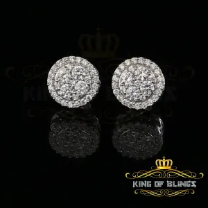 King  of Bling's 925 White Silver 1.00ct Moissanite Women's & Men's Hip Hop Round Earrings