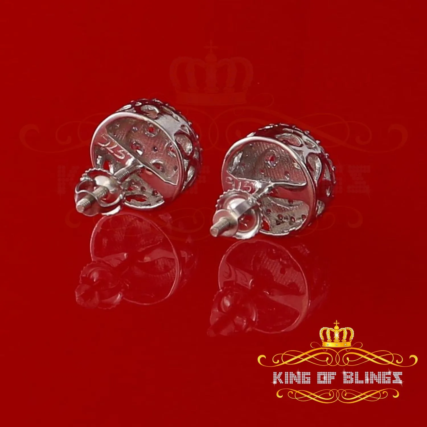King  of Bling's 925 White Silver 1.00ct Moissanite Women's & Men's Hip Hop Round Earrings