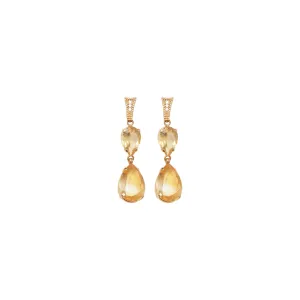 Lachesis Golden Citrine Double Drop Earrings