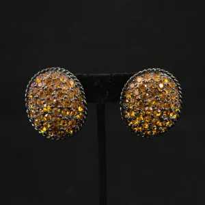Large Amber Rhinestone Vintage Earrings