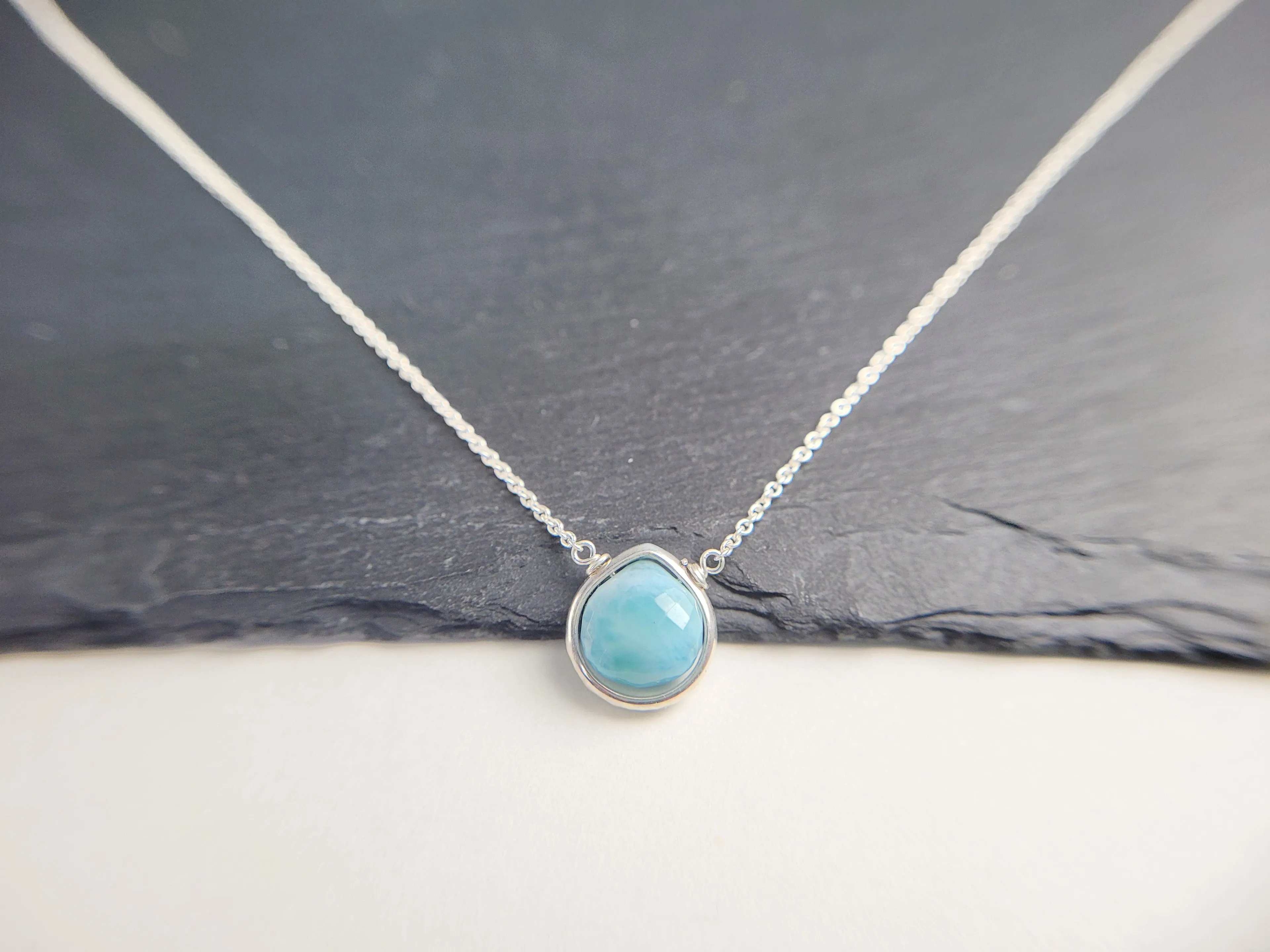 Larimar Heart Shaped Pendant Necklace