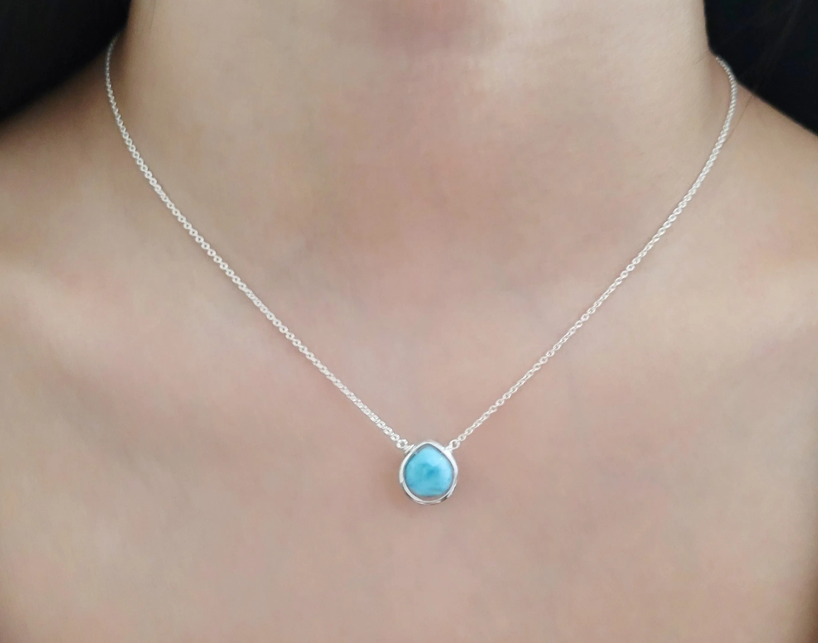 Larimar Heart Shaped Pendant Necklace