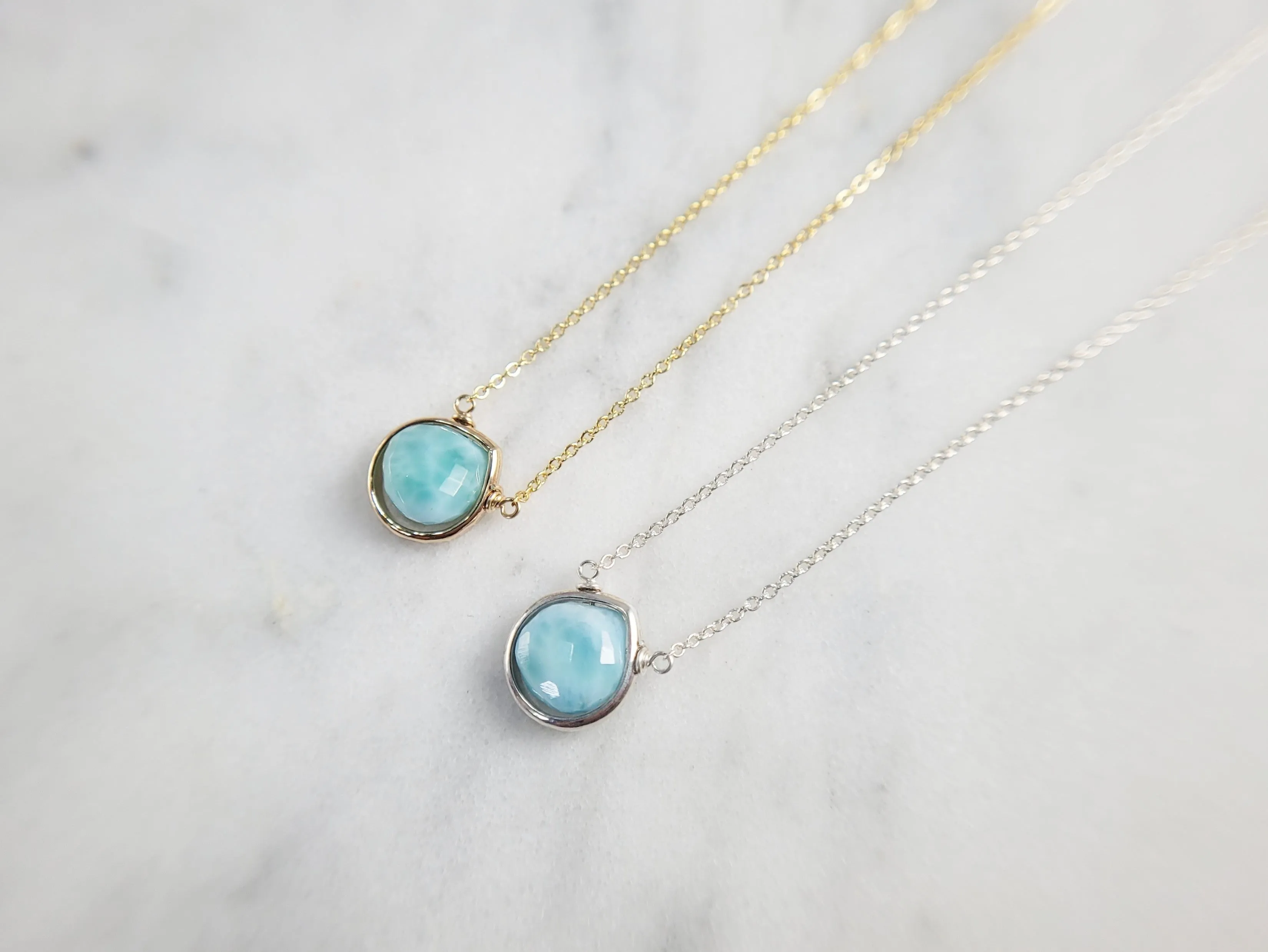 Larimar Heart Shaped Pendant Necklace