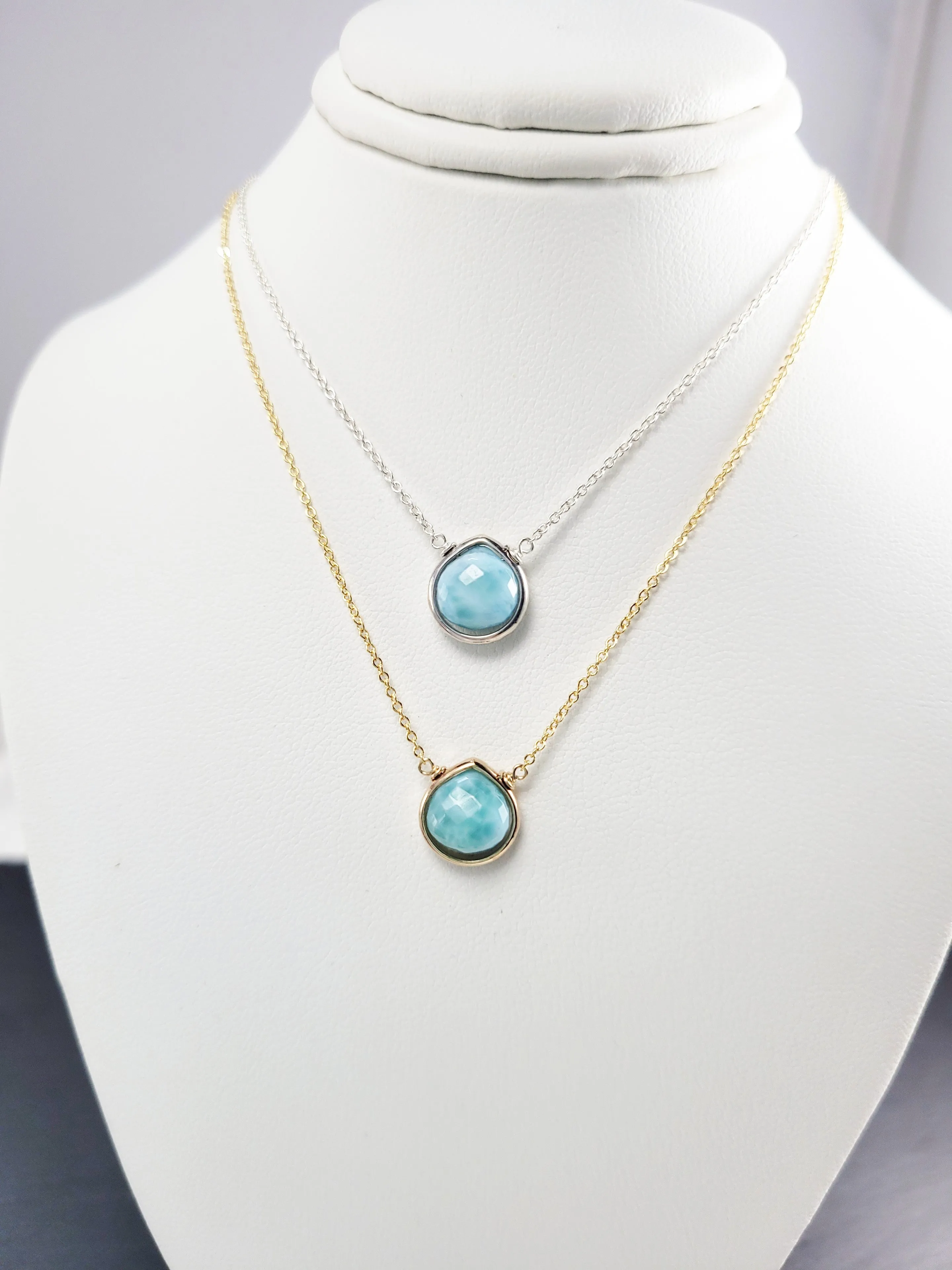 Larimar Heart Shaped Pendant Necklace