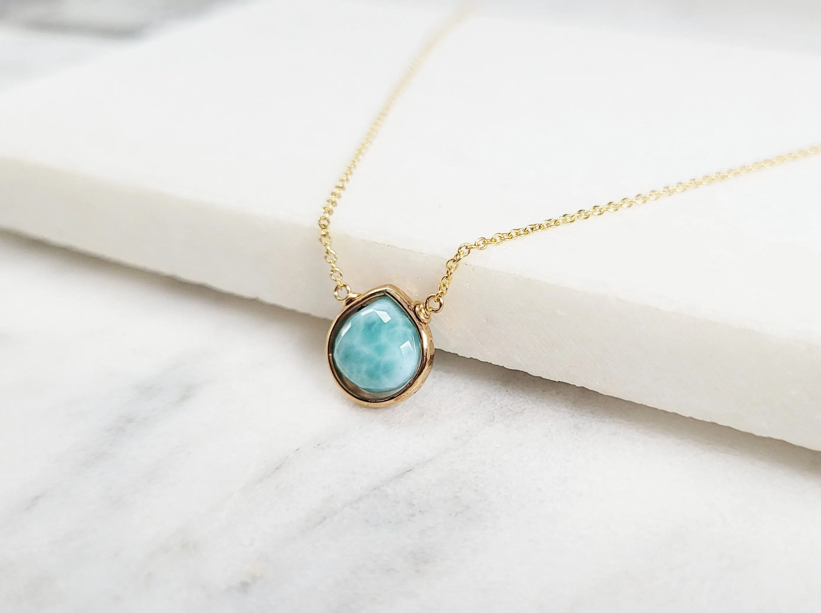 Larimar Heart Shaped Pendant Necklace