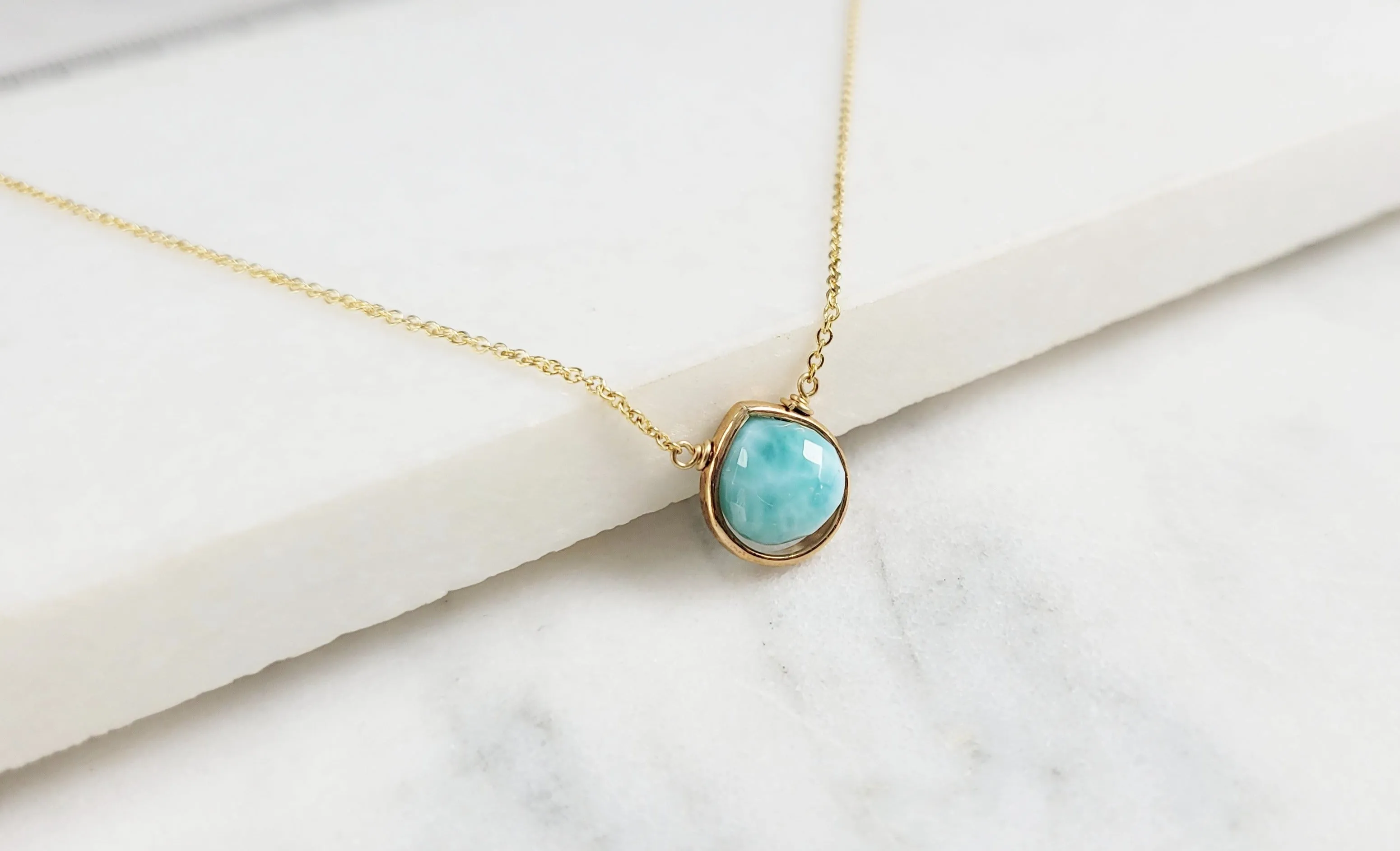 Larimar Heart Shaped Pendant Necklace