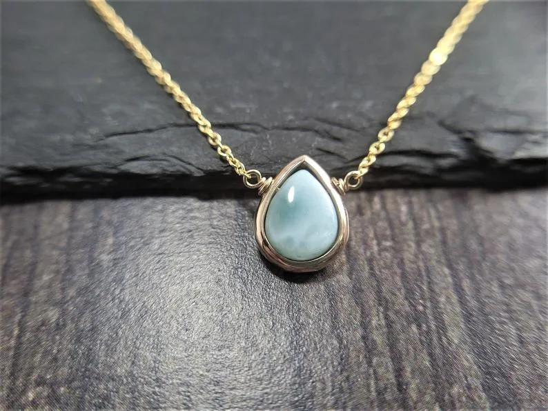 Larimar Pear Pendant Necklace