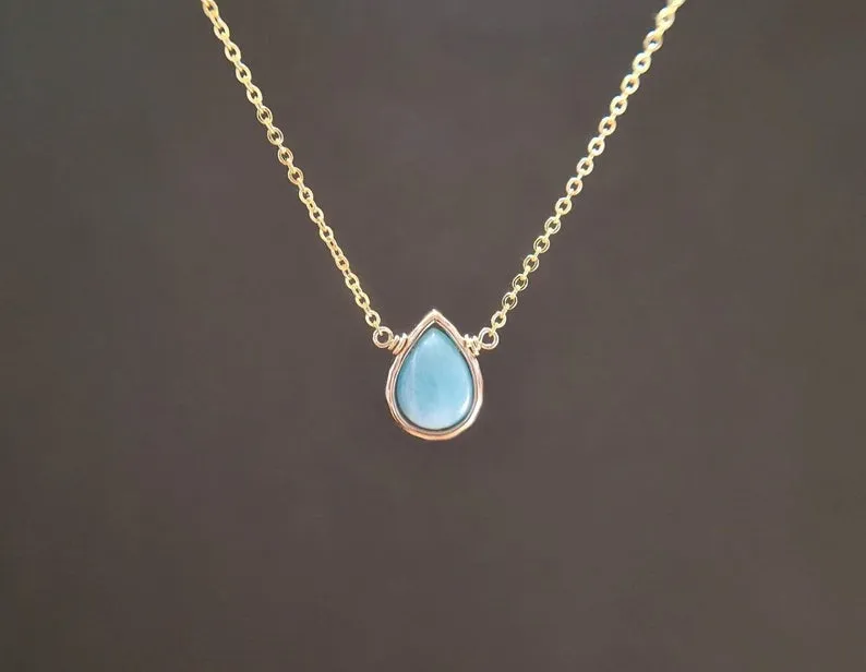 Larimar Pear Pendant Necklace