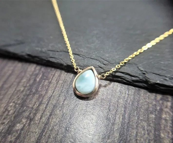 Larimar Pear Pendant Necklace