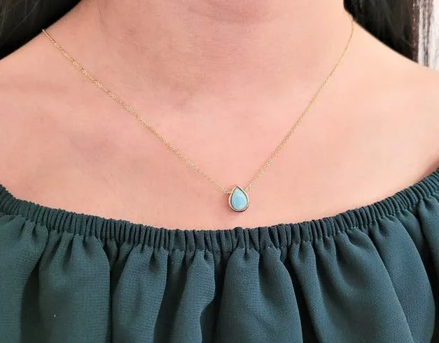 Larimar Pear Pendant Necklace