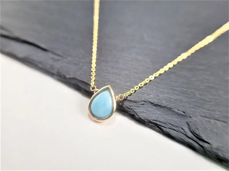 Larimar Pear Pendant Necklace