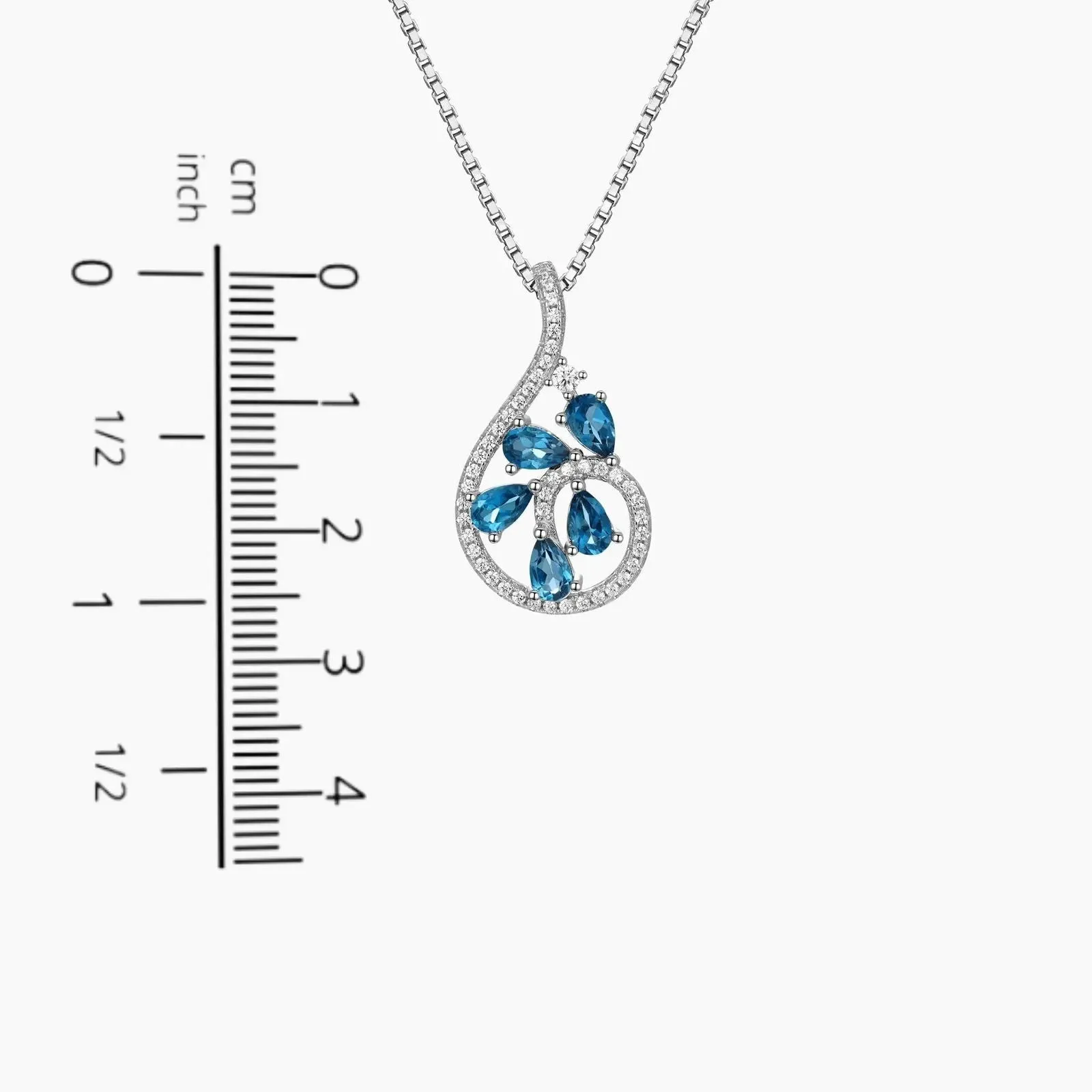 London Blue Topaz Dewdrop Necklace in Sterling Silver