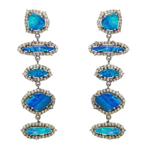 MAJESTY DIAMOND EARRING, AUSTRALIAN BLUE OPAL