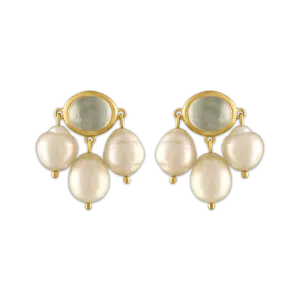 Mango Moonstone and South Sea Pearl Unda Stud Earrings