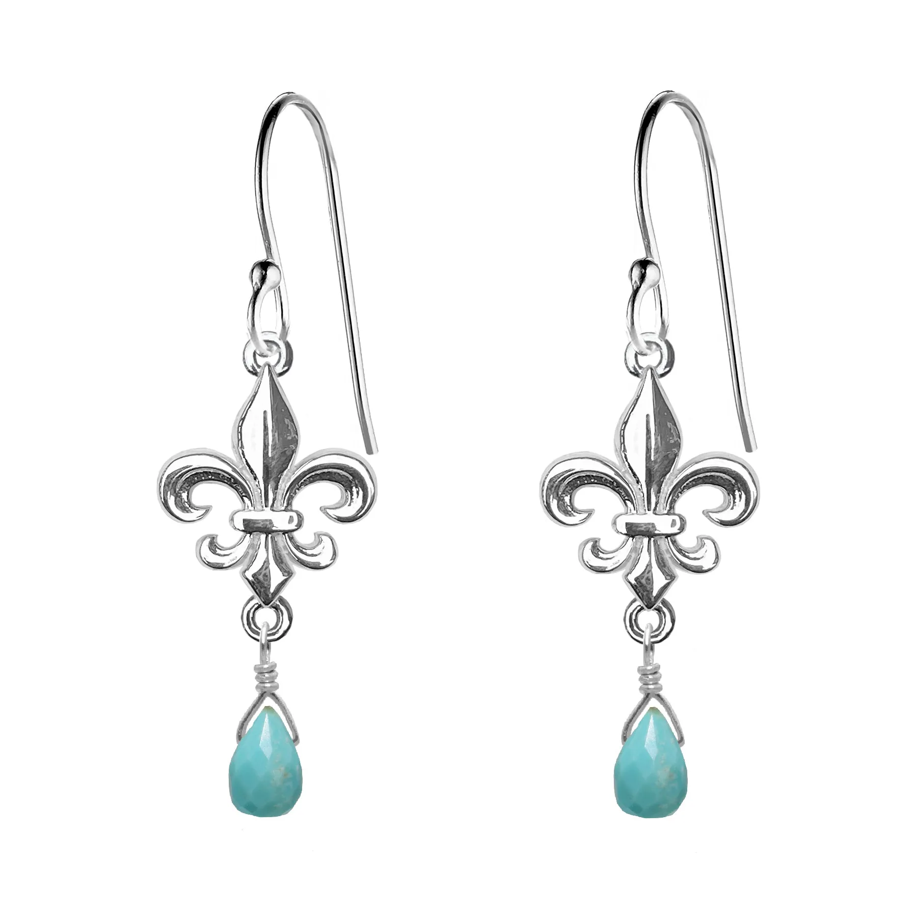 Medium Fleur de Lis Gemstone Earrings