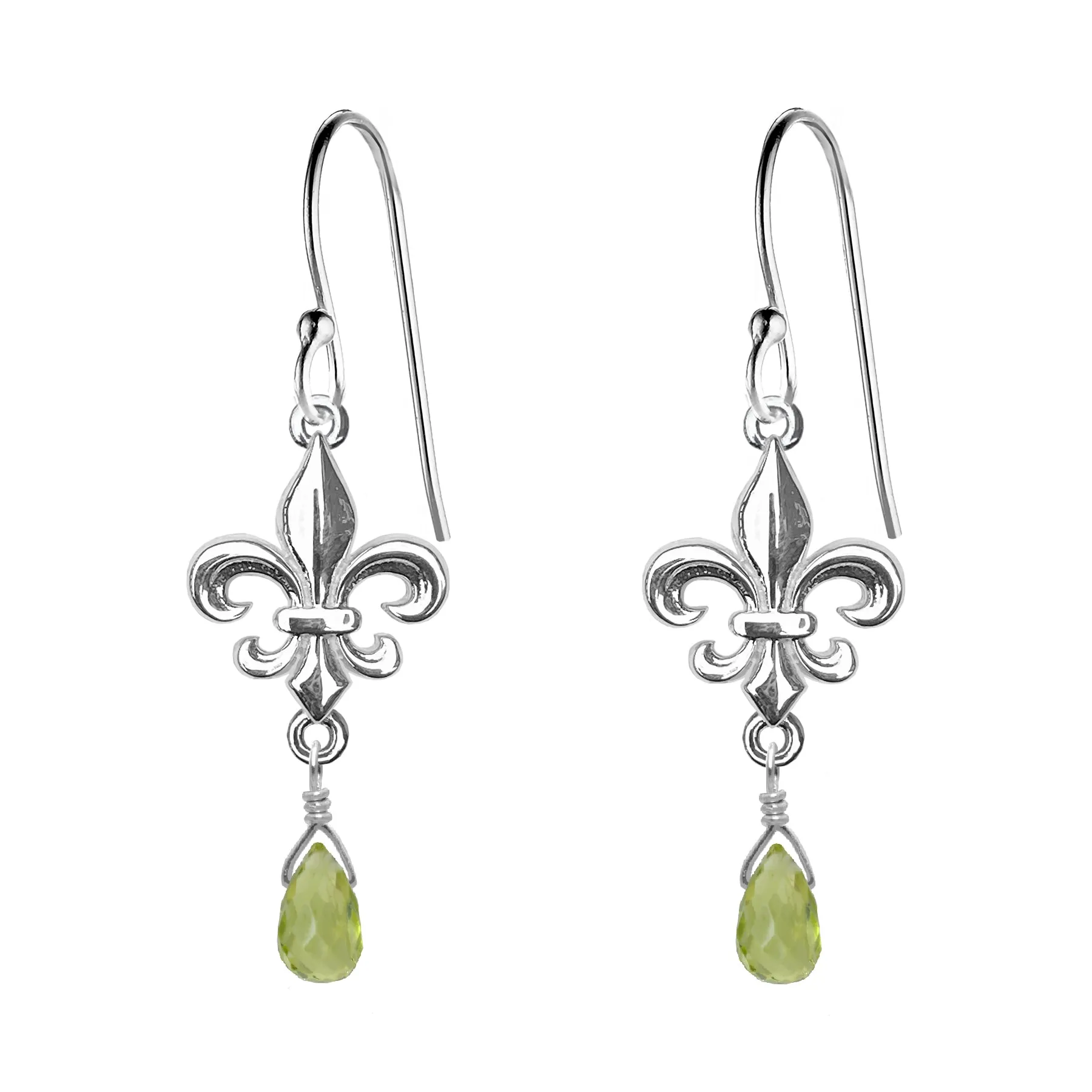 Medium Fleur de Lis Gemstone Earrings