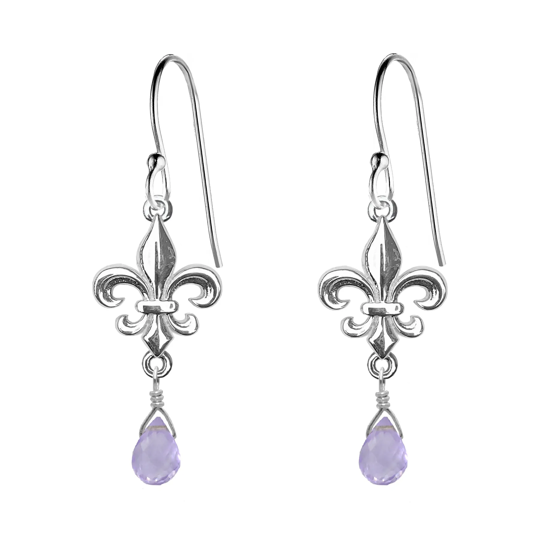Medium Fleur de Lis Gemstone Earrings