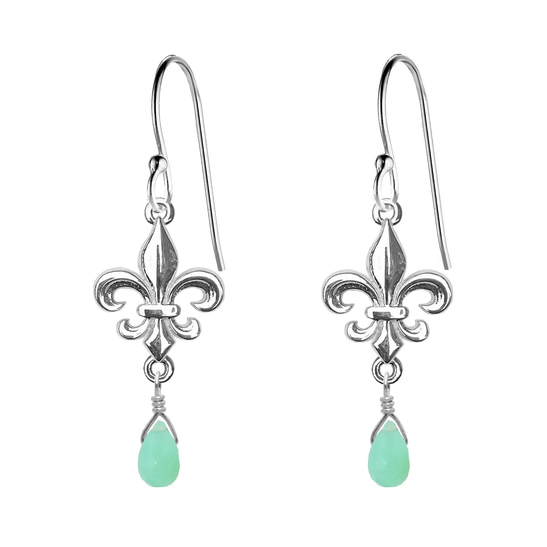 Medium Fleur de Lis Gemstone Earrings