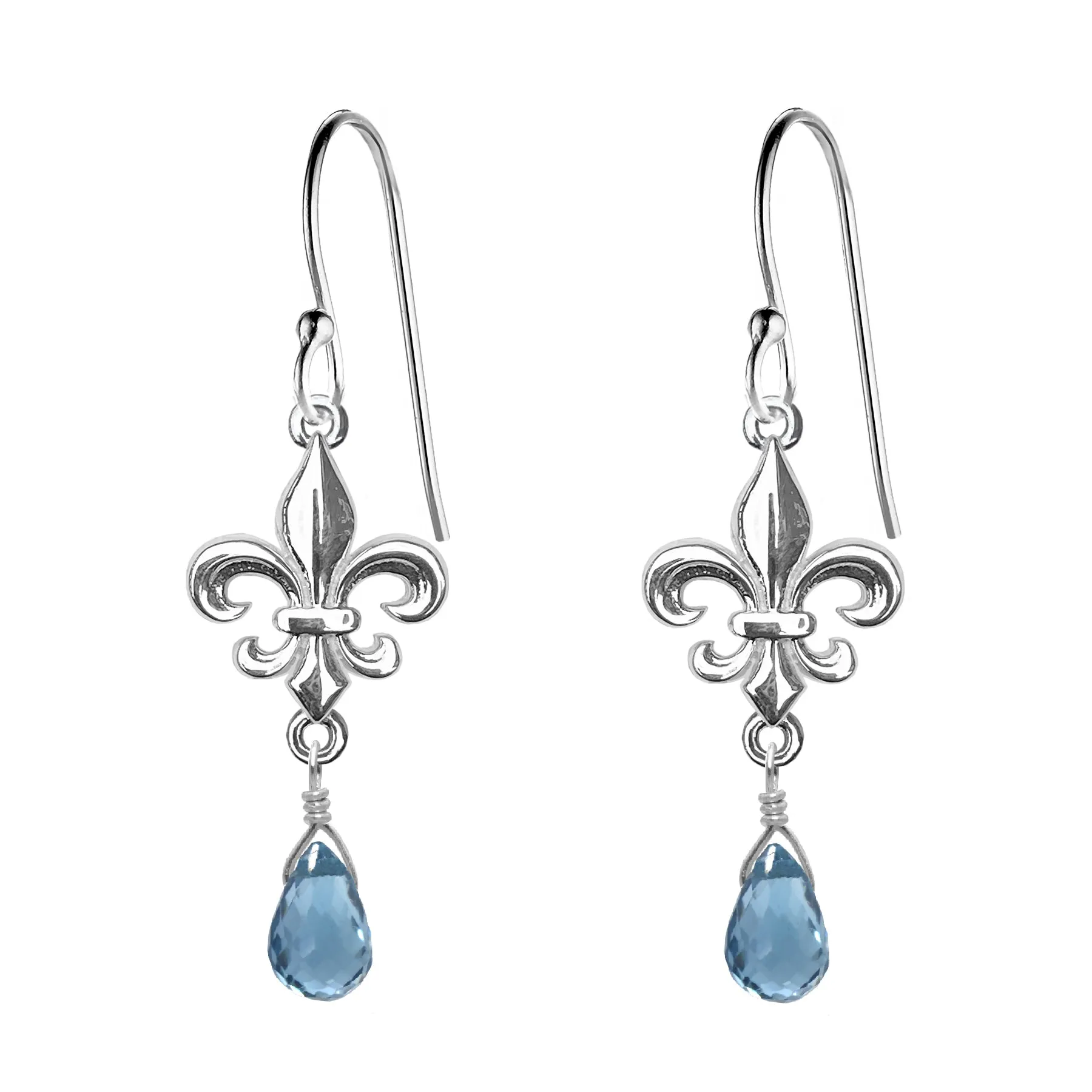 Medium Fleur de Lis Gemstone Earrings