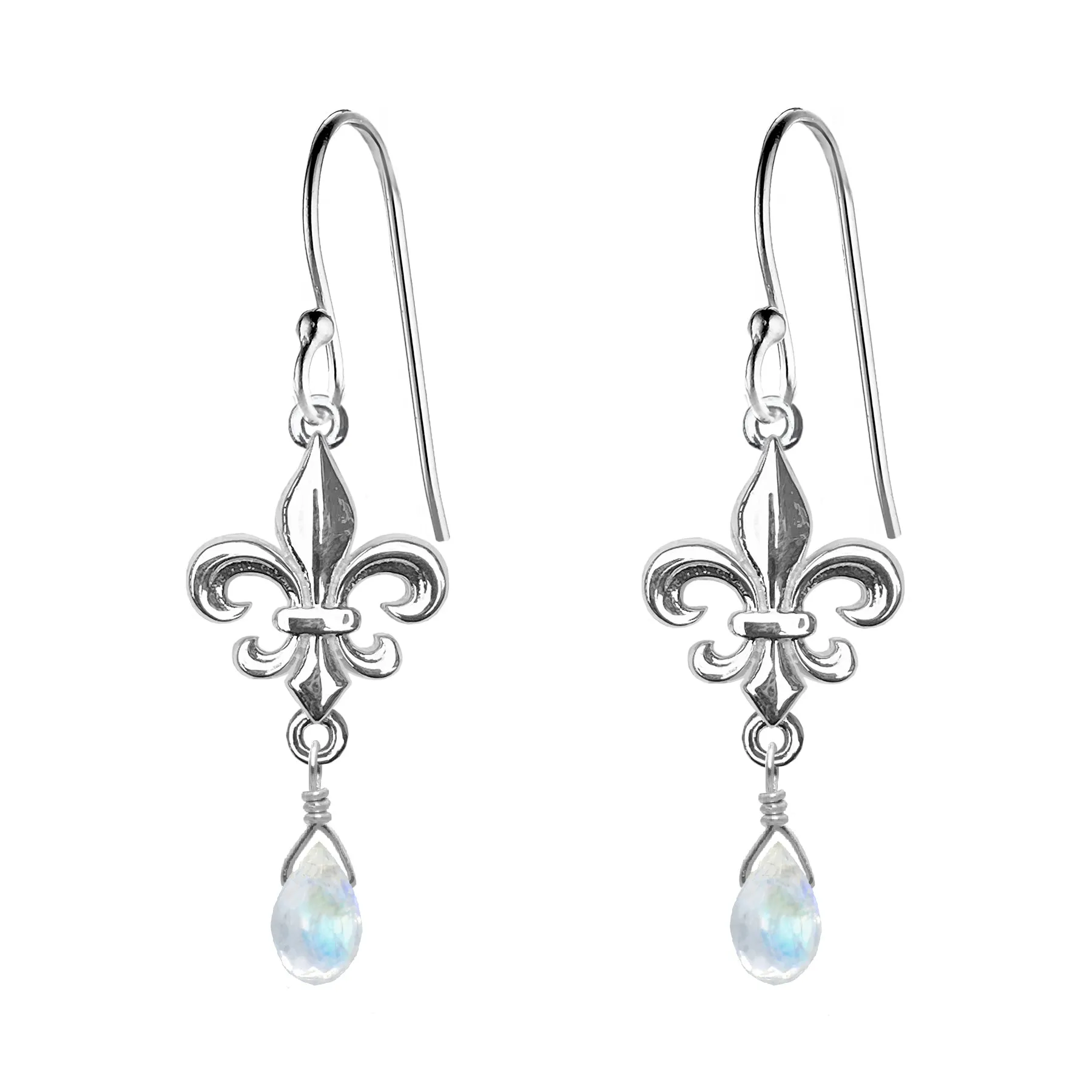 Medium Fleur de Lis Gemstone Earrings