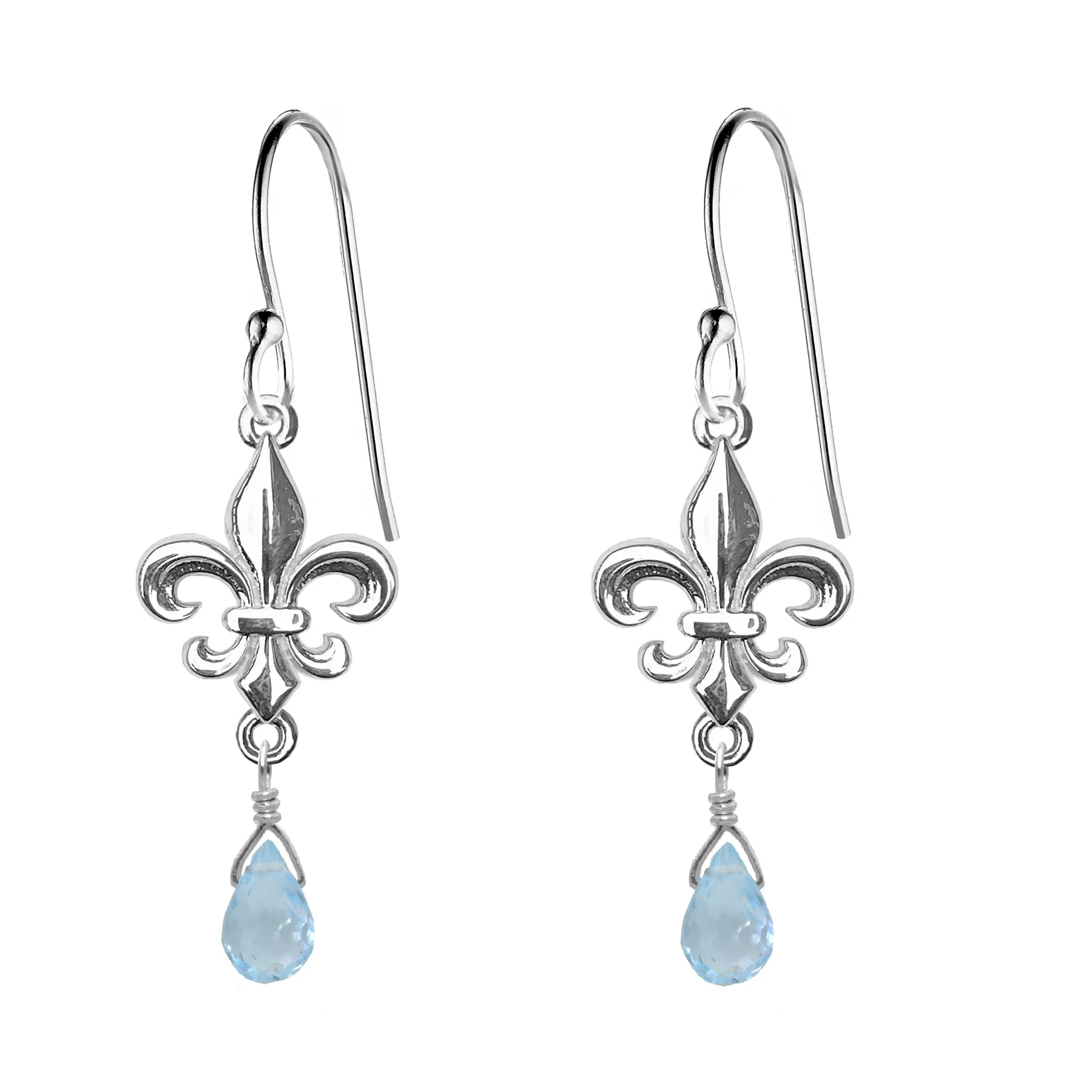 Medium Fleur de Lis Gemstone Earrings