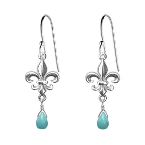 Medium Fleur de Lis Gemstone Earrings