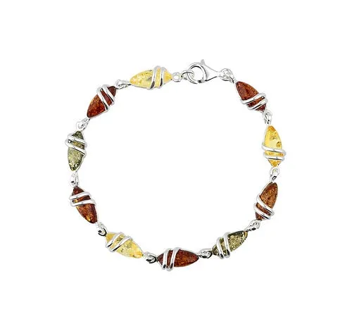 MILENA Bracelet Silver and Mix Amber - Marquise Stone
