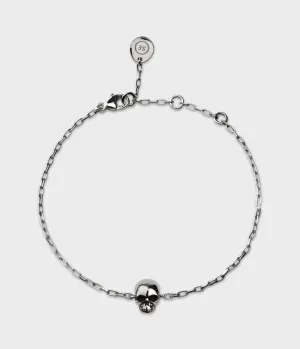 Mini Skull Bracelet / Sterling Silver / No Stones