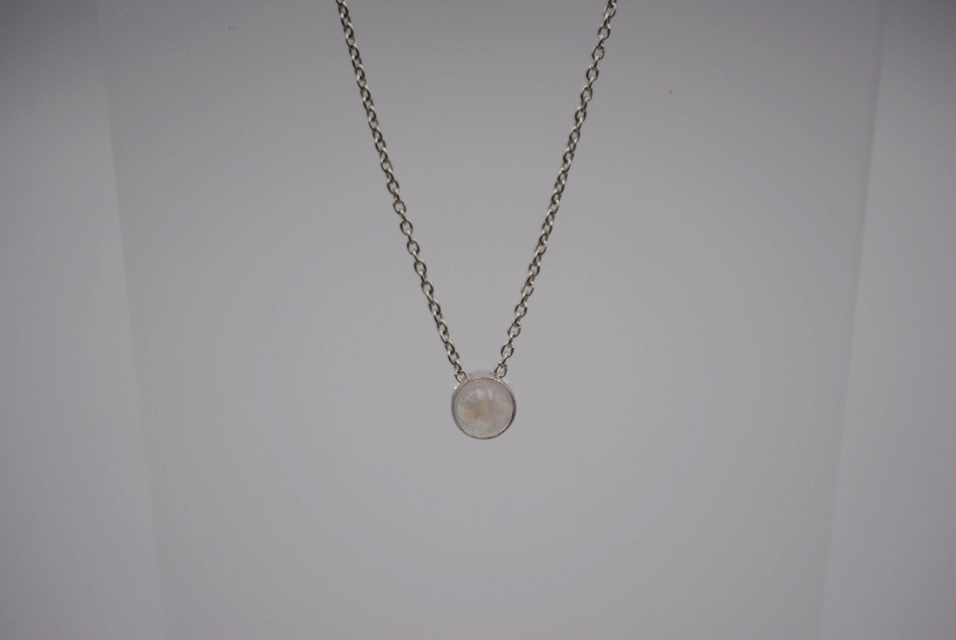 Moonstone Bezel Setting Silver Pendant Necklace