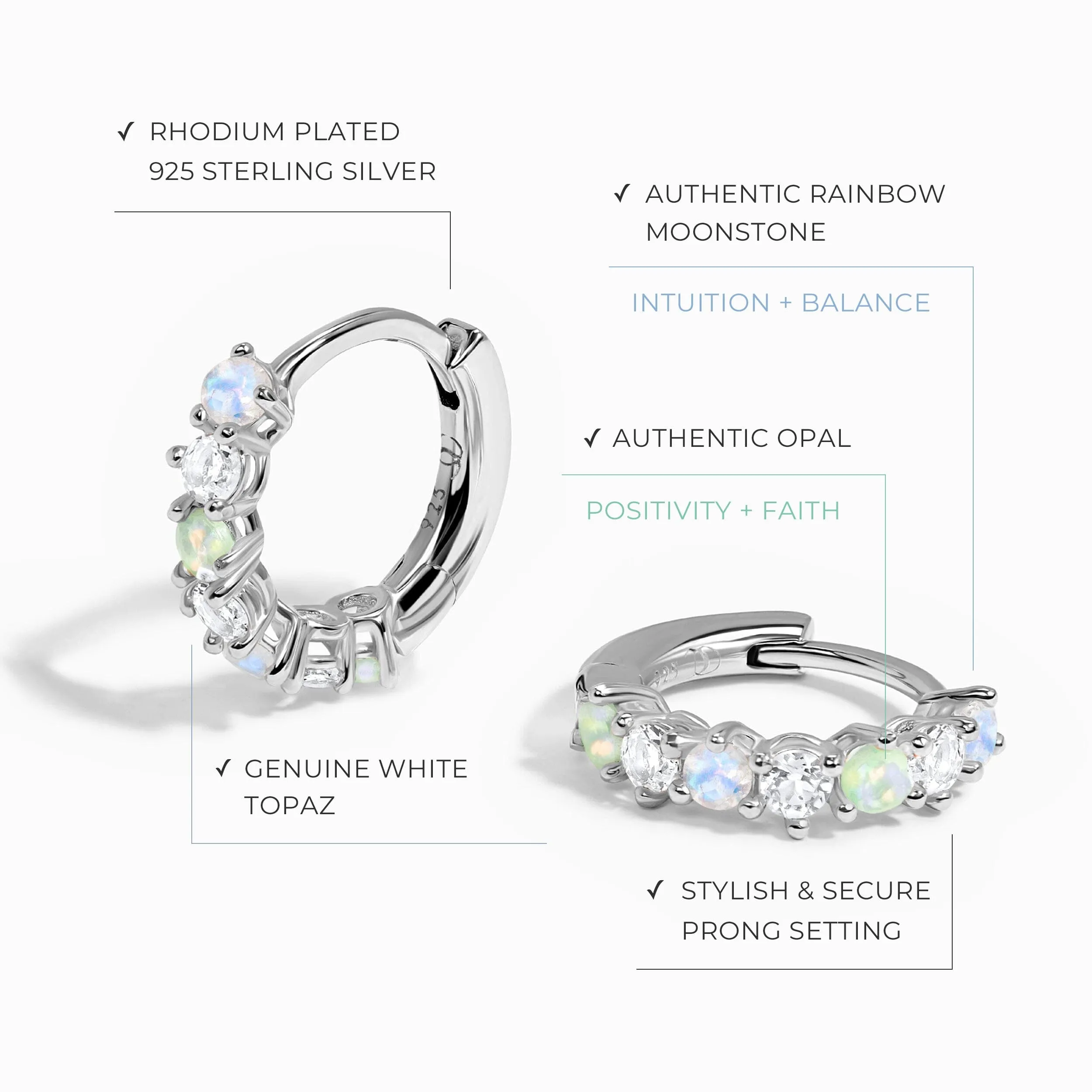 Moonstone Multigem Earrings - Bonny Hoops