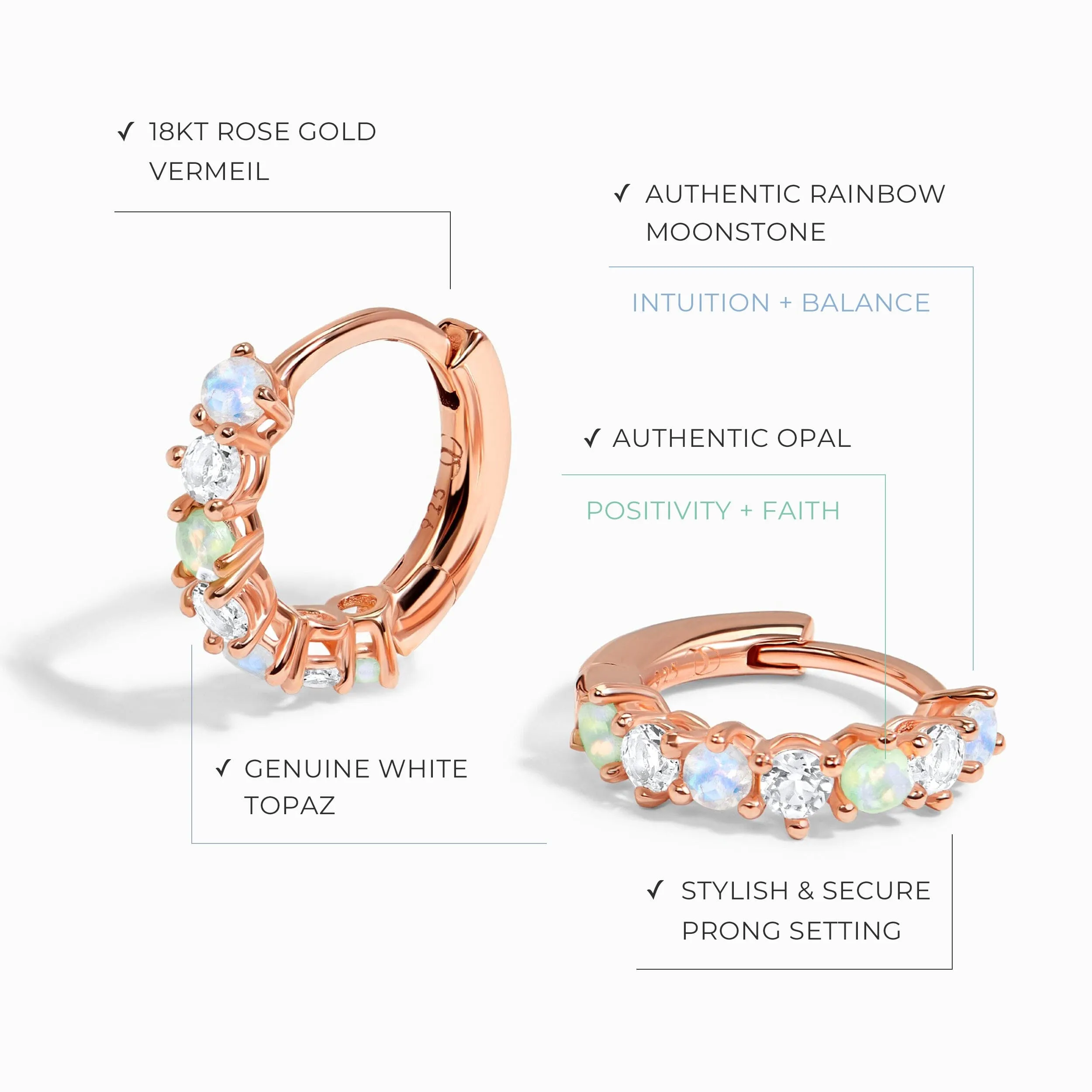 Moonstone Multigem Earrings - Bonny Hoops
