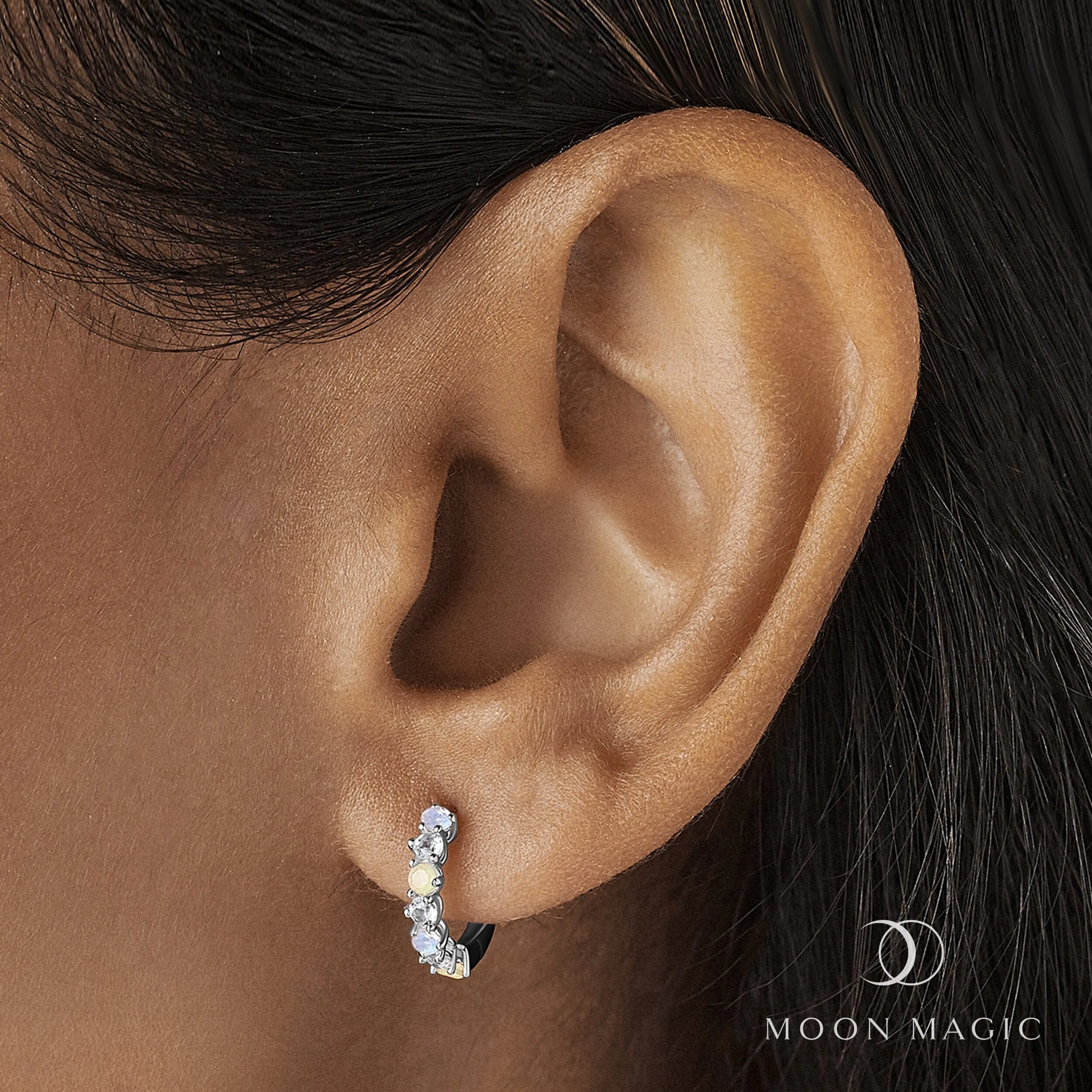 Moonstone Multigem Earrings - Bonny Hoops