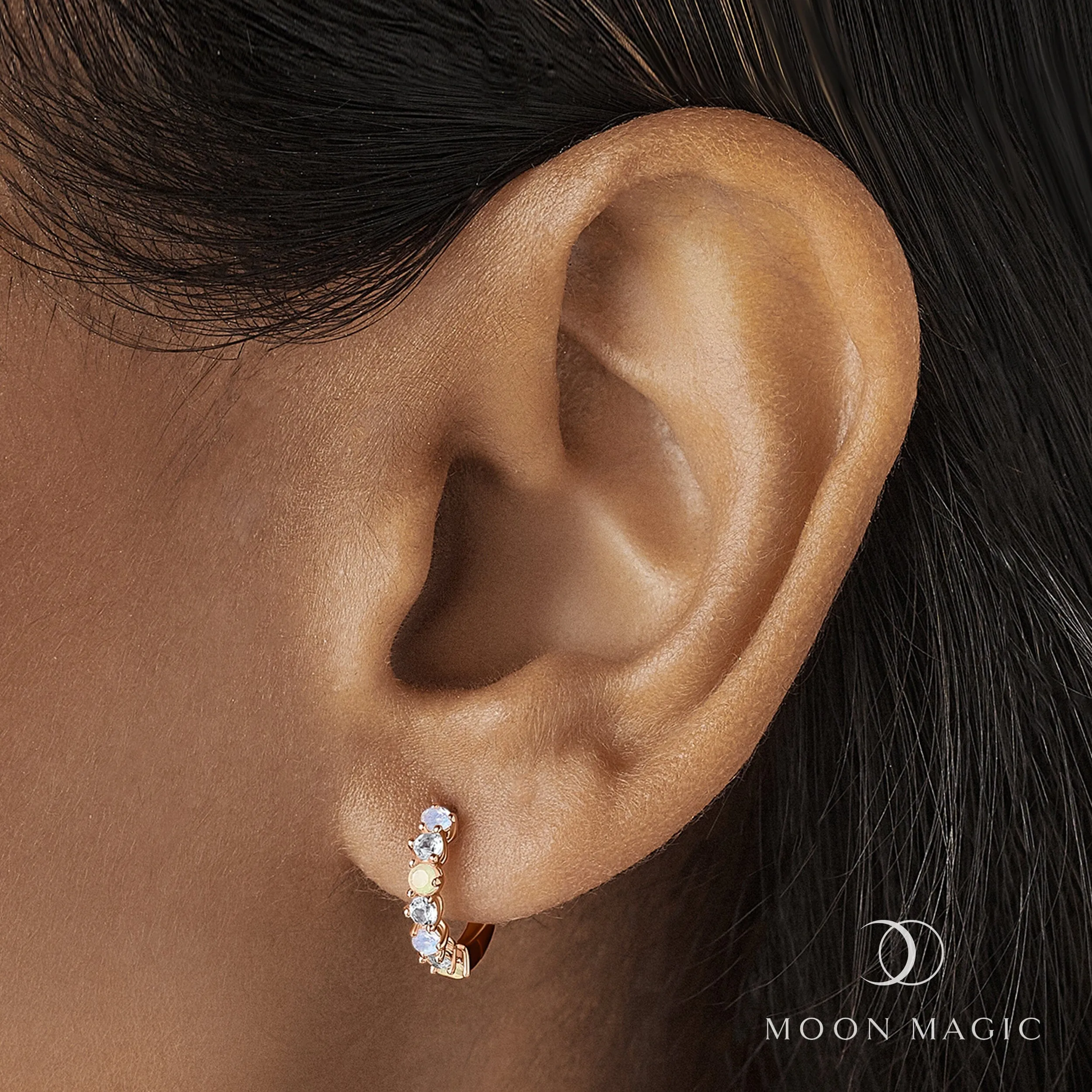 Moonstone Multigem Earrings - Bonny Hoops