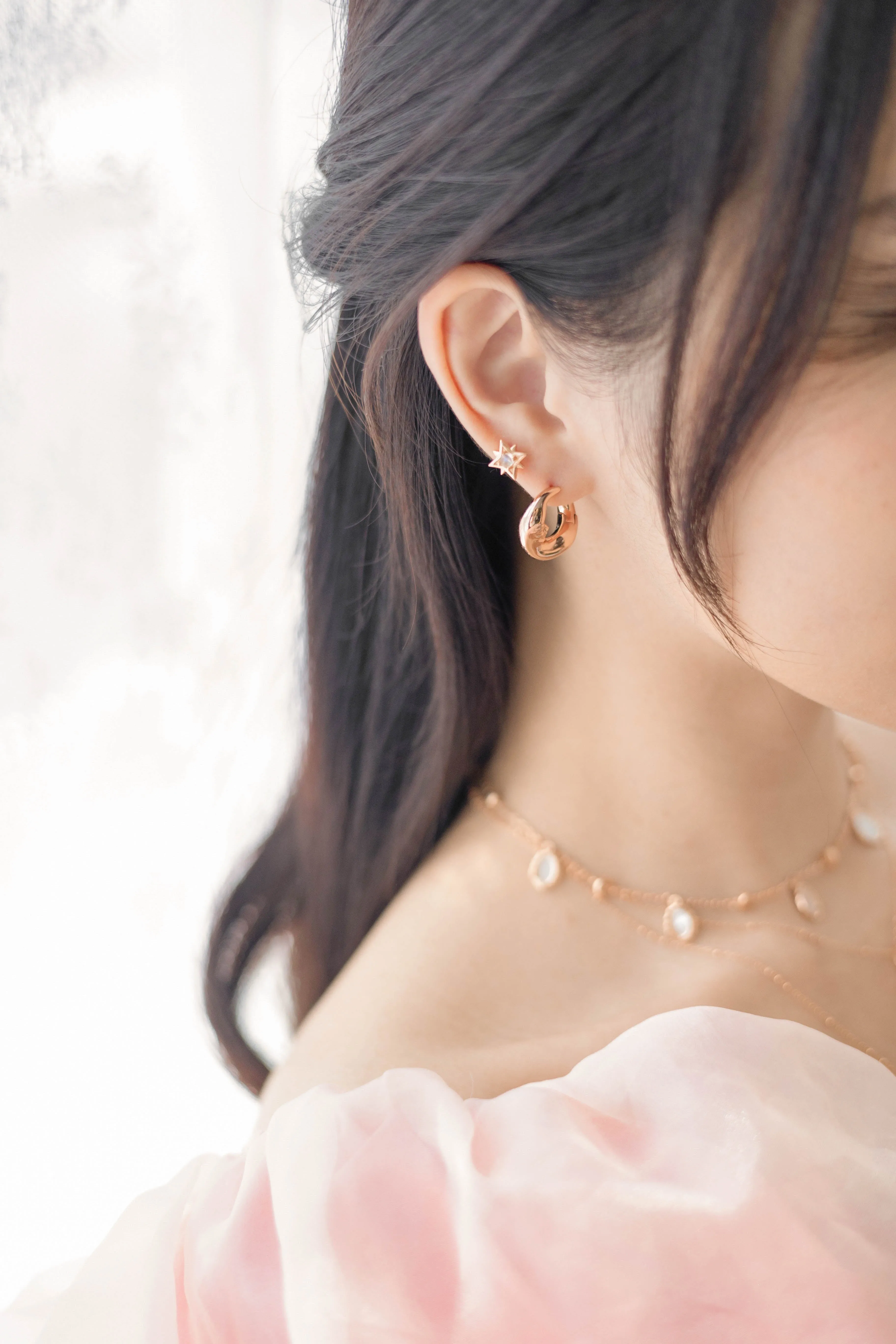 Moonstone Silver Star Stud Earrings - Astra