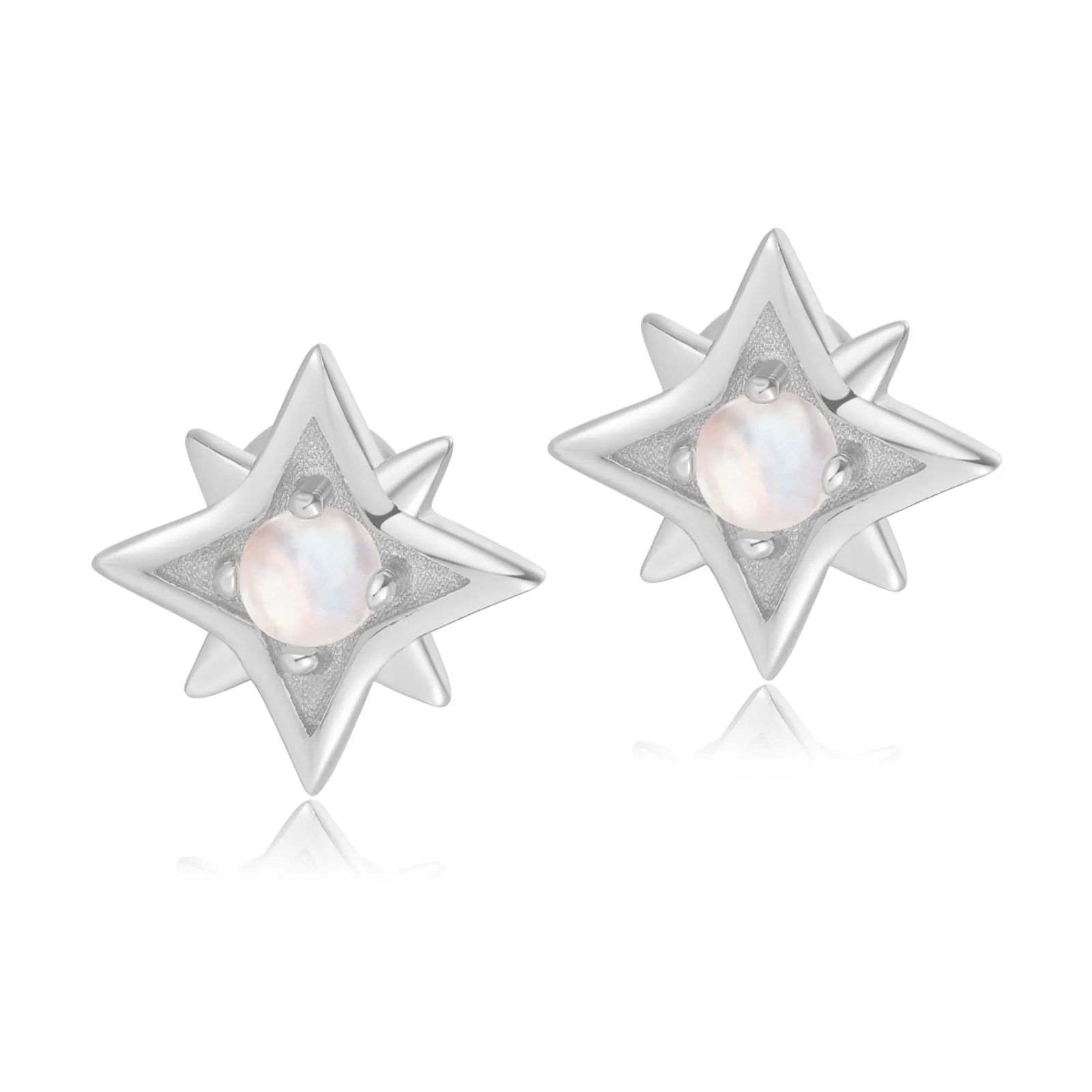 Moonstone Silver Star Stud Earrings - Astra
