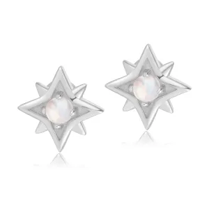 Moonstone Silver Star Stud Earrings - Astra