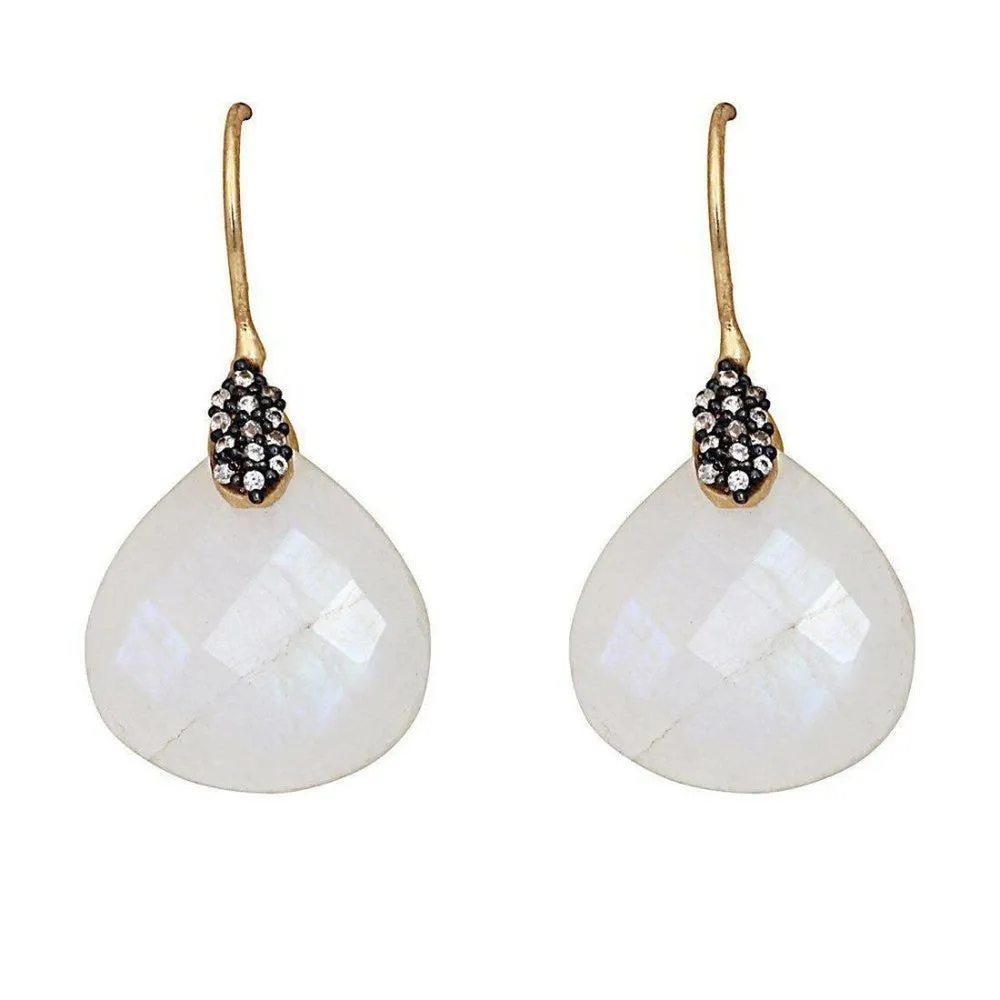 Moonstone with Pave Crystal Earrings