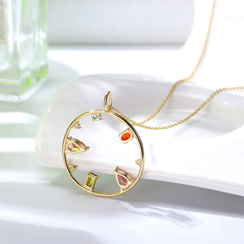 Multi Simulated Gemstone Necklace
