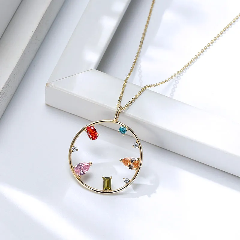Multi Simulated Gemstone Necklace