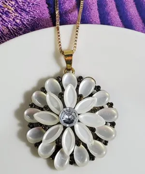 N02 Gold Moonstone Flower Necklace with FREE Earrings