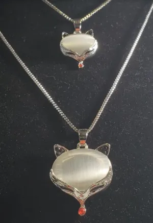 N1578 Silver Moonstone Fox Necklace with FREE Earrings