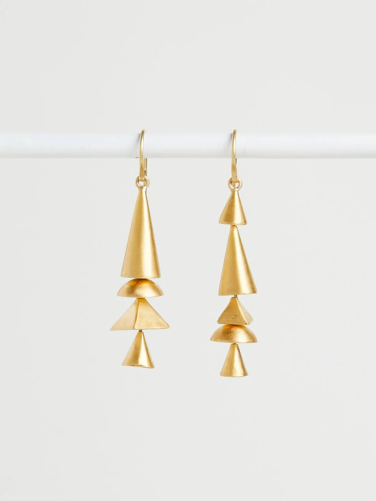 Neo-Geo Downward Facing Earrings in 22k Yellow Gold