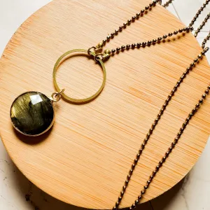 Nova: Long Labradorite Circle Necklace
