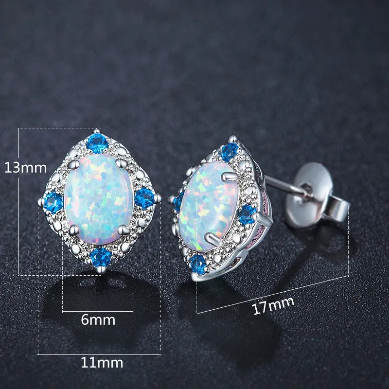 Opal & Blue Topaz Earrings
