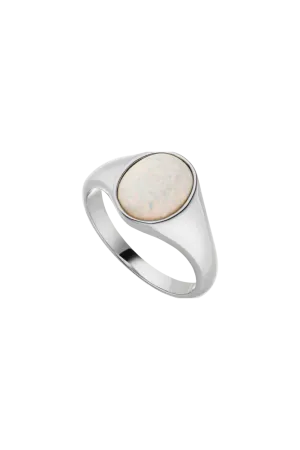 Opal Dream Signet Ring Silver