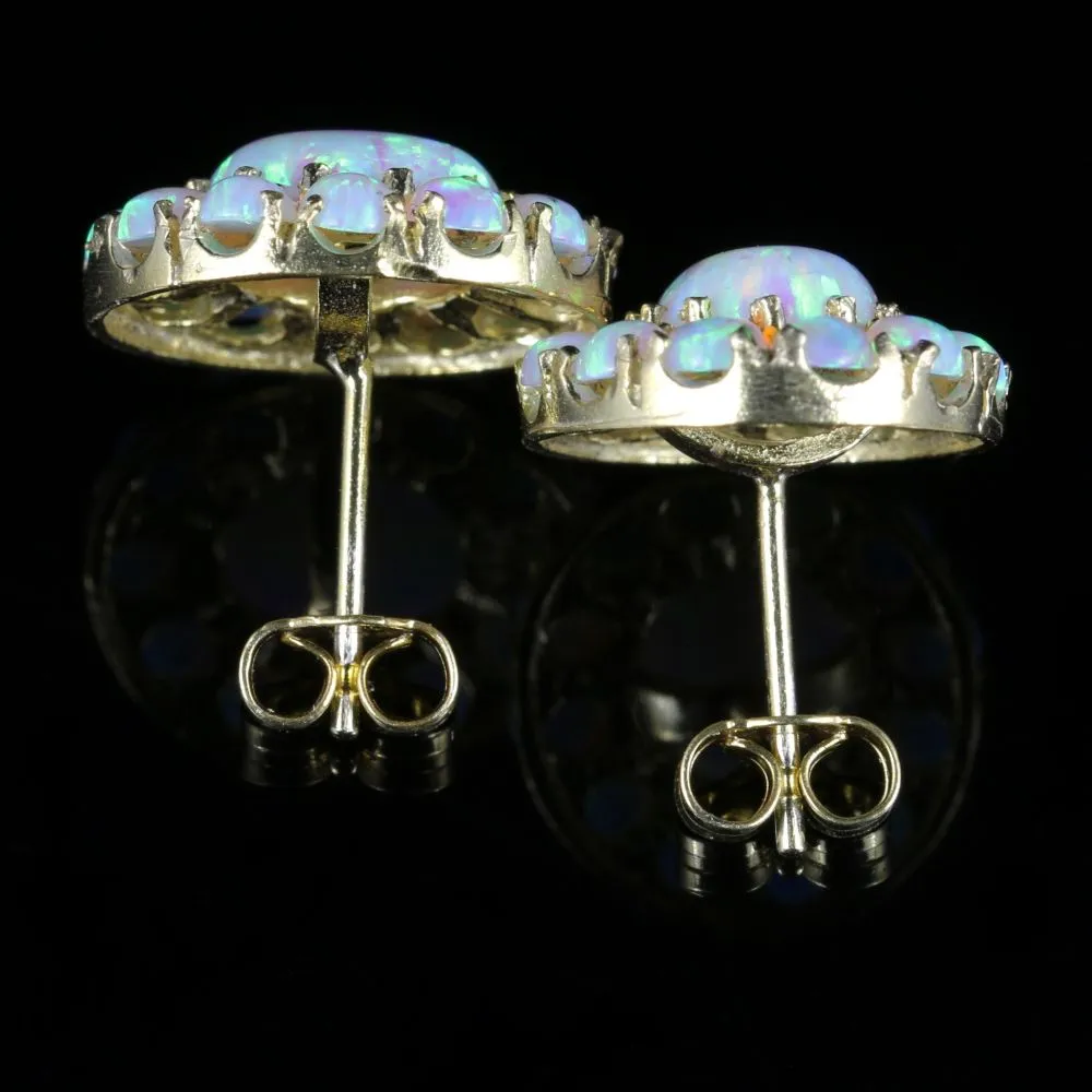 Opal Gold Cluster Earrings Fabulous Opals