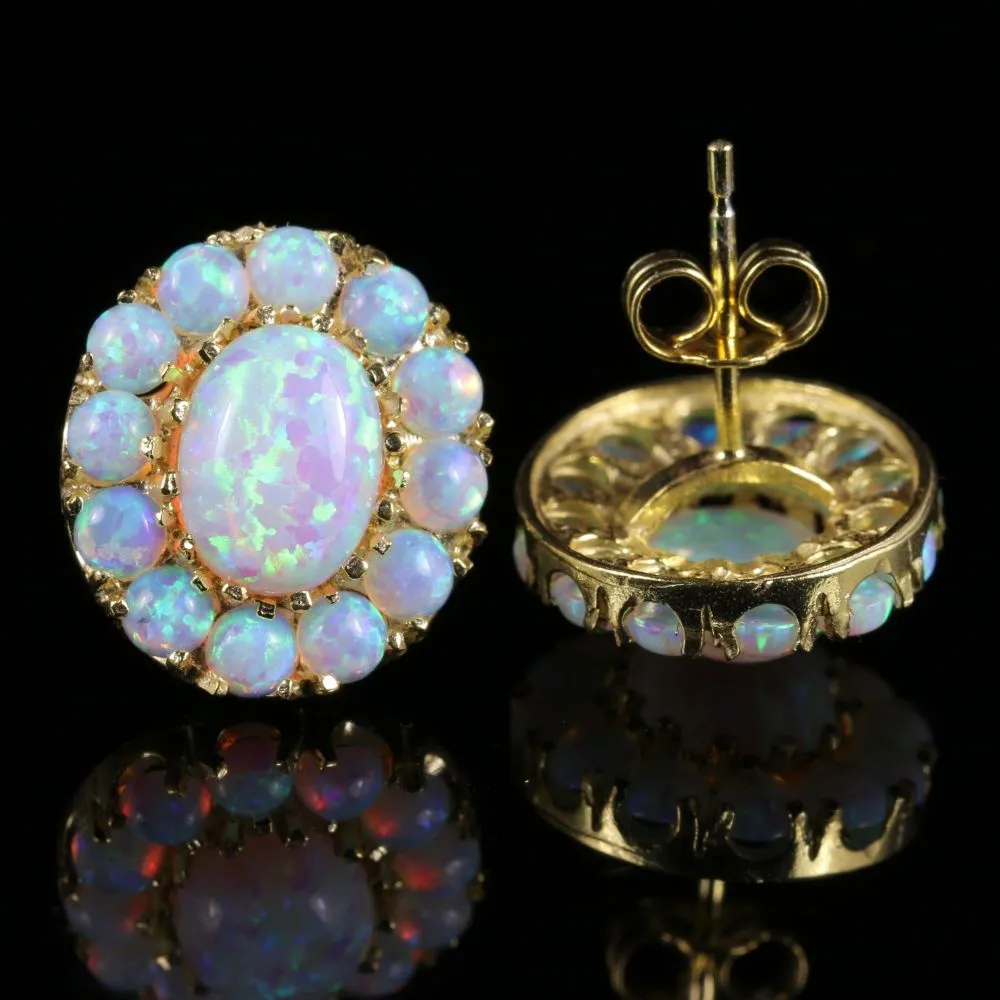 Opal Gold Cluster Earrings Fabulous Opals