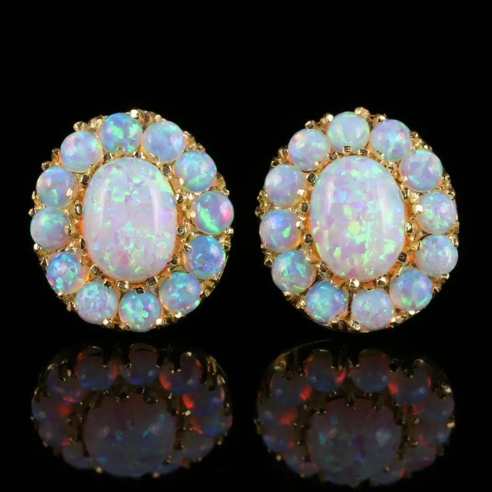 Opal Gold Cluster Earrings Fabulous Opals