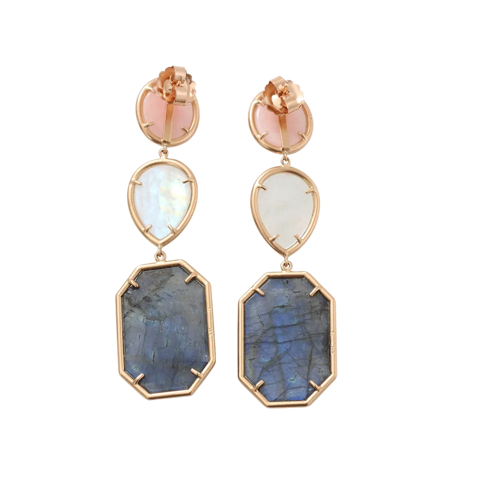 Opal, Moonstone, And Labradorite Earrings